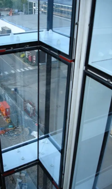 Exterior curtain walling viewed from above